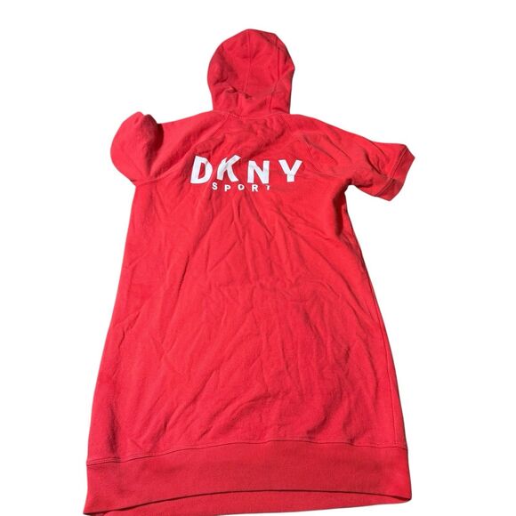 DKNY Sweater Womens Small Pink Hooded Sweatshirt‎ Long Spell Out Hoodie Ladies - Picture 1 of 10